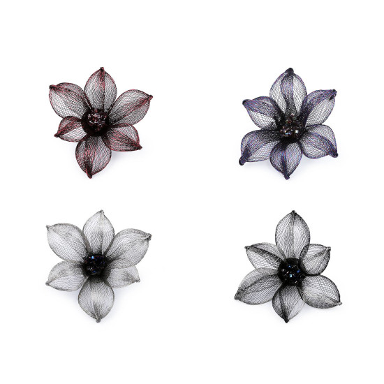 Broszka metalowa z szlifowanymi kamyczkami ø7,5 cm - Srebrny (4 Sztuki) Broszka metalowa z szlifowanymi kamyczkami ø7,5 cm - Srebrny (4 Sztuki)