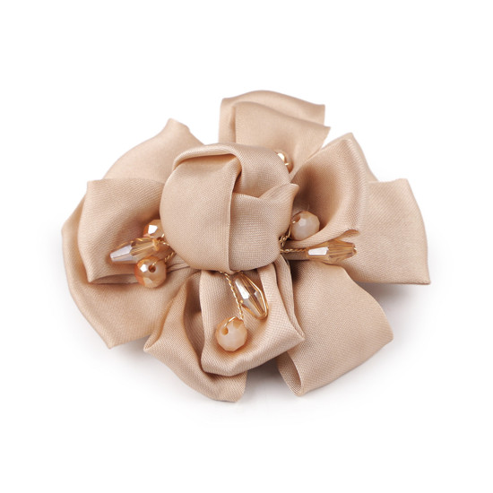 Broche fleur satinée avec strass, ø 7 cm - Bleu fonçé (1 Pièce) Broche fleur satinée avec strass, ø 7 cm - Bleu fonçé (1 Pièce)