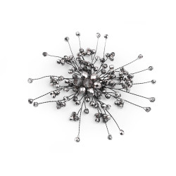 Brooch with glass beads ,hand made - Black diamond (1 Piece)