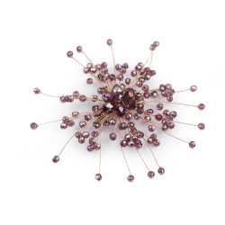Brooch with glass beads ,hand made - Ametyst (1 Piece)