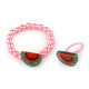 Girls bracelet and ring - Pink middle (1 Set) Girls bracelet and ring - Pink middle (1 Set)