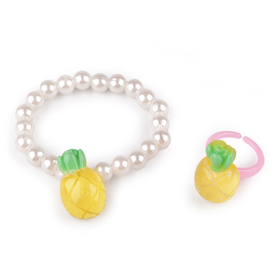 Girls bracelet and ring - Pink middle (1 Set) Girls bracelet and ring - Pink middle (1 Set)