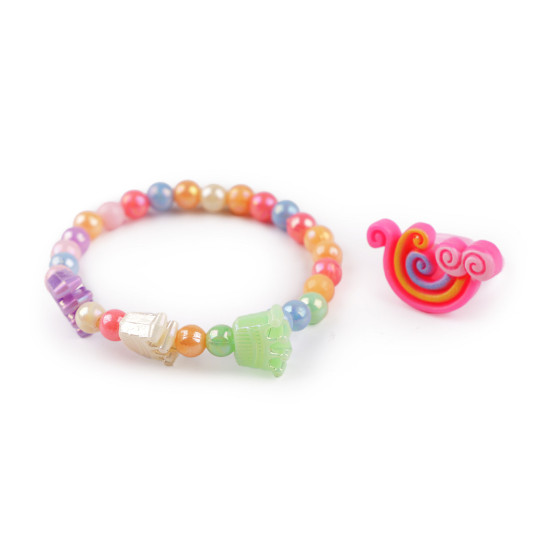 Children's bracelet and ring - Random colors (1 Set) Children's bracelet and ring - Random colors (1 Set)