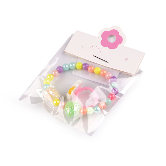Children's bracelet and ring - Random colors (1 Set) Children's bracelet and ring - Random colors (1 Set)