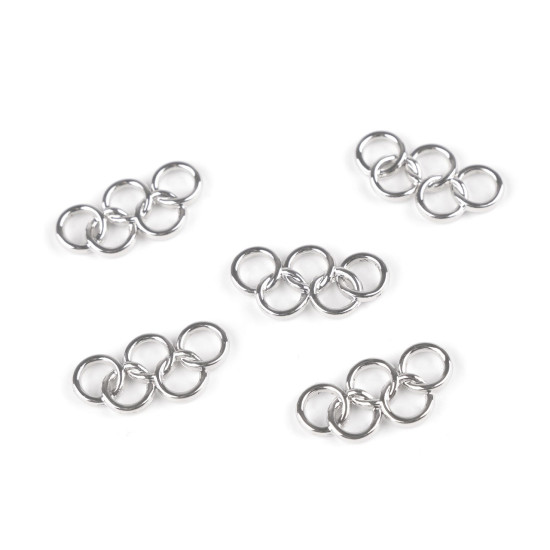 Fém dísz olimpiai karikák 12x24 mm - Platina (5 Darabok)
