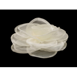 Broszka / ozdoba do włosów organzowy kwiatek ø10,5 cm - Kremowyjasny (1 Sztuka)