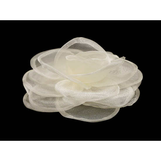 Broszka / ozdoba do włosów organzowy kwiatek ø10,5 cm - Czerwony (1 Sztuka) Broszka / ozdoba do włosów organzowy kwiatek ø10,5 cm - Czerwony (1 Sztuka)