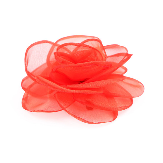Broszka / ozdoba do włosów organzowy kwiatek ø10,5 cm - Czerwony (1 Sztuka) Broszka / ozdoba do włosów organzowy kwiatek ø10,5 cm - Czerwony (1 Sztuka)