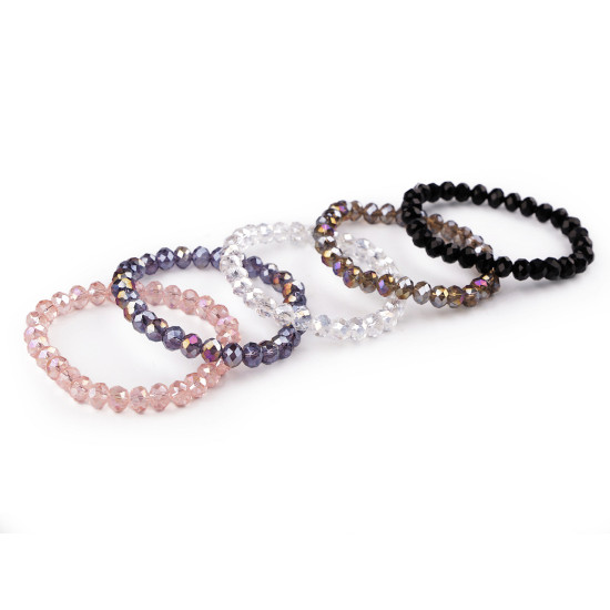 Bracelet made of glass beads with ab effect - Crystal (1 Piece) Bracelet made of glass beads with ab effect - Crystal (1 Piece)
