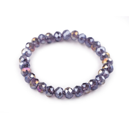 Bracelet made of glass beads with ab effect - Crystal (1 Piece) Bracelet made of glass beads with ab effect - Crystal (1 Piece)