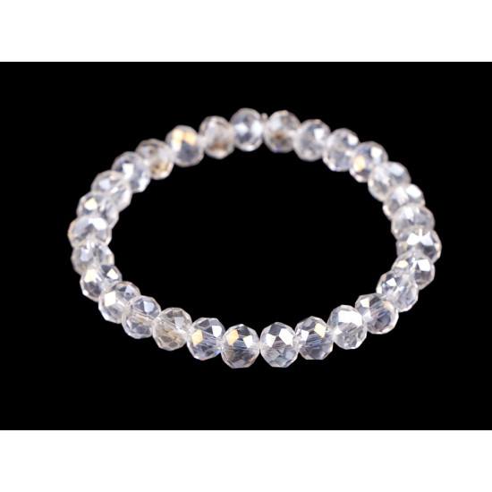 Bracelet made of glass beads with ab effect - Crystal (1 Piece) Bracelet made of glass beads with ab effect - Crystal (1 Piece)