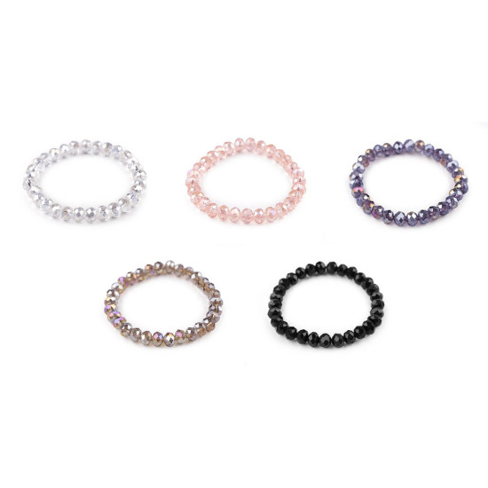 Bracelet made of glass beads with ab effect - Crystal (1 Piece) Bracelet made of glass beads with ab effect - Crystal (1 Piece)