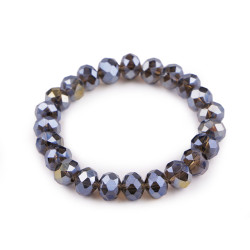 Bracelet made of glass beads with ab effect - Grey (1 Piece)