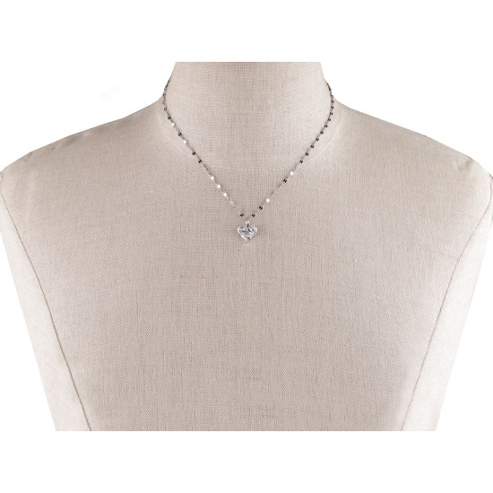 Naszyjnik ze stali nierdzewnej z szlifowanymi kamyczkami serduszko - Crystal (2 Sztuki) Naszyjnik ze stali nierdzewnej z szlifowanymi kamyczkami serduszko - Crystal (2 Sztuki)