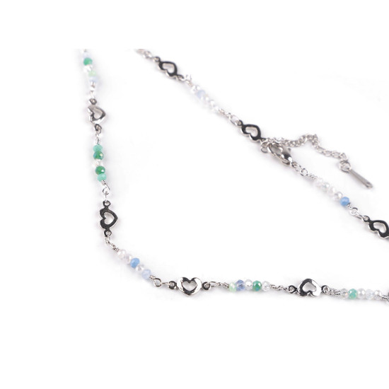 Collar de acero inoxidable con cuentas de vidrio - Multicolor (1 Pieza) Collar de acero inoxidable con cuentas de vidrio - Multicolor (1 Pieza)