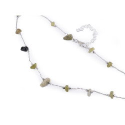 Collar de acero inoxidable con cuentas de vidrio - Beige claro (1 Pieza)