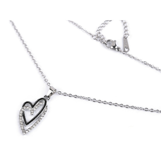 Collier en acier inoxydable - cœur, croix - Cristal (1 Pièce) Collier en acier inoxydable - cœur, croix - Cristal (1 Pièce)