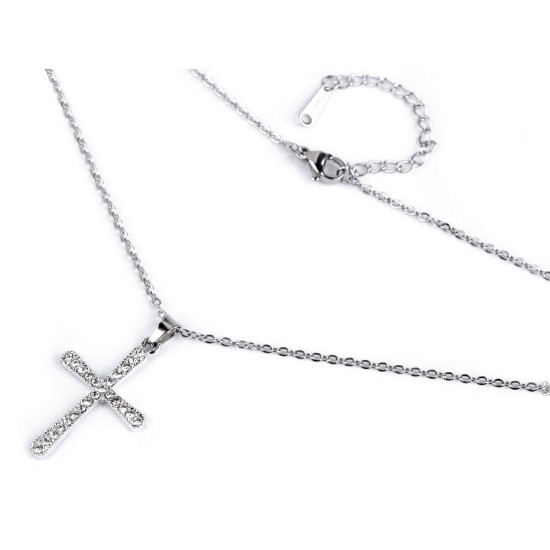 Collier en acier inoxydable - cœur, croix - Cristal (1 Pièce) Collier en acier inoxydable - cœur, croix - Cristal (1 Pièce)