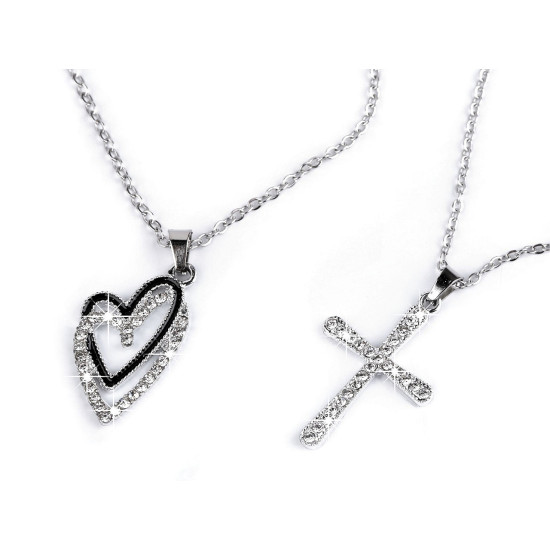 Collier en acier inoxydable - cœur, croix - Cristal (1 Pièce) Collier en acier inoxydable - cœur, croix - Cristal (1 Pièce)