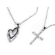 Collier en acier inoxydable - cœur, croix - Cristal (1 Pièce) Collier en acier inoxydable - cœur, croix - Cristal (1 Pièce)