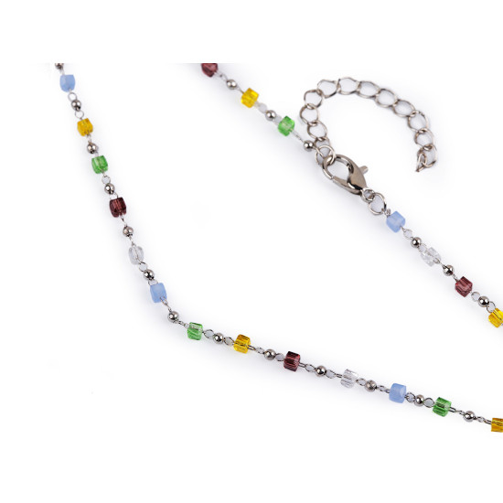 Collier en acier inoxydable avec perles de verre et perles - Multicolore (4 Pièces) Collier en acier inoxydable avec perles de verre et perles - Multicolore (4 Pièces)