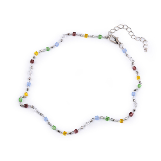 Collier en acier inoxydable avec perles de verre et perles - Multicolore (4 Pièces) Collier en acier inoxydable avec perles de verre et perles - Multicolore (4 Pièces)