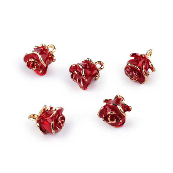 Metalowa zawieszka / suwak do zamka kwiat róża 3d 11x14 mm - Czerwony (5 Sztuki) Metalowa zawieszka / suwak do zamka kwiat róża 3d 11x14 mm - Czerwony (5 Sztuki)
