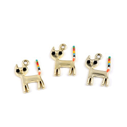 Metal charm pendant - cat 14x21 mm - Gold lt. (3 Pieces)