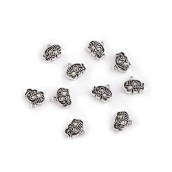 Metal charm pendant / zip puller - elephant 12x10 mm - Platinum (10 Pieces)