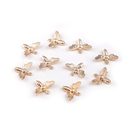 Metal charm pendant / zip puller - honey bee 19x15 mm - Pink gold (10 Pieces)