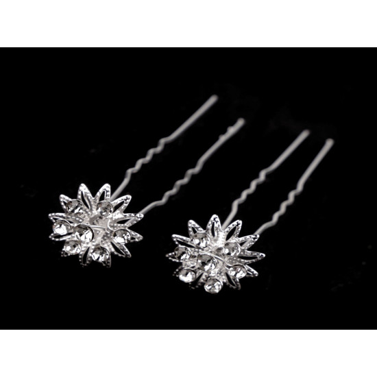 Ac de par floare cu strasuri ø18 mm - Cristal (2 Bucăți) Ac de par floare cu strasuri ø18 mm - Cristal (2 Bucăți)