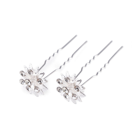Ac de par floare cu strasuri ø18 mm - Cristal (2 Bucăți) Ac de par floare cu strasuri ø18 mm - Cristal (2 Bucăți)