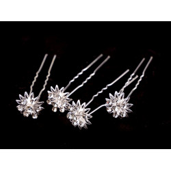 Ac de par floare cu strasuri ø18 mm - Cristal (12 Bucăți)
