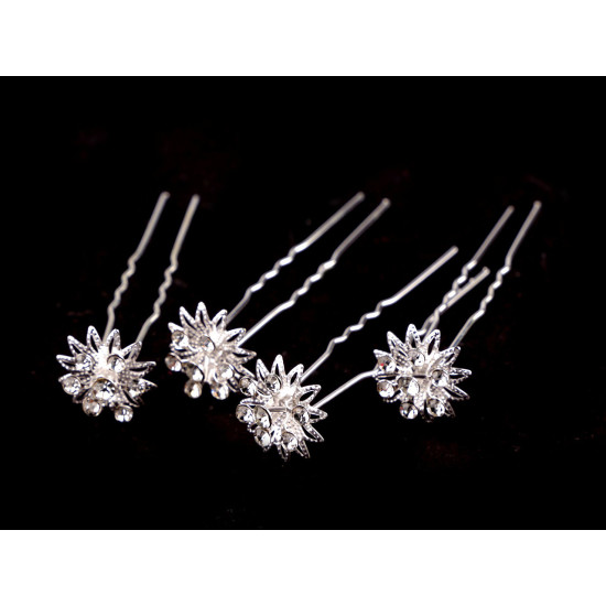 Ac de par floare cu strasuri ø18 mm - Cristal (2 Bucăți) Ac de par floare cu strasuri ø18 mm - Cristal (2 Bucăți)