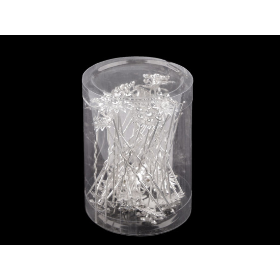 Ac de par floare cu strasuri ø18 mm - Cristal (2 Bucăți) Ac de par floare cu strasuri ø18 mm - Cristal (2 Bucăți)