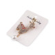 Brooch with rhinetones and pearl, reindeer - Crystal (1 Piece) Brooch with rhinetones and pearl, reindeer - Crystal (1 Piece)