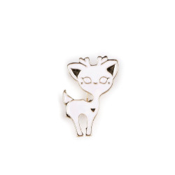 Brooch - cat, dog, doe - White (1 Piece)