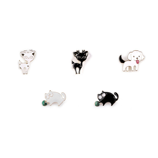 Brooch - cat, dog, doe - White (3 Pieces) Brooch - cat, dog, doe - White (3 Pieces)