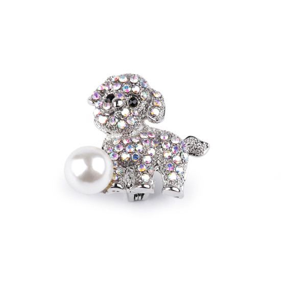 Bross csiszolt kövekkel kutya - Crystal ab (1 Darab) Bross csiszolt kövekkel kutya - Crystal ab (1 Darab)