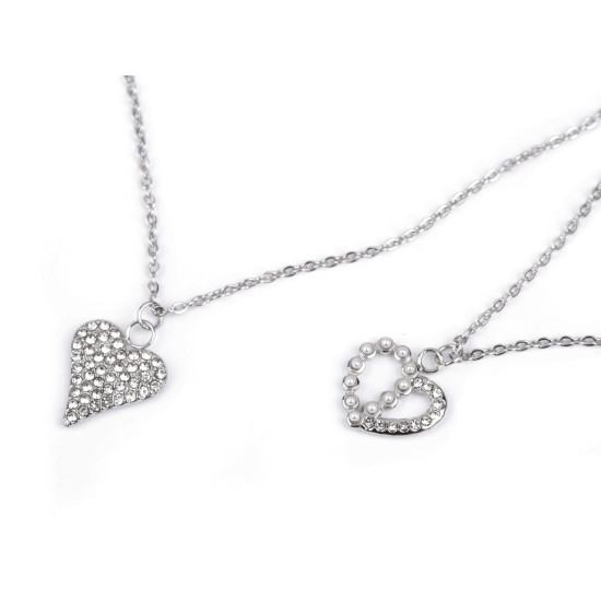 Naszyjnik ze stali nierdzewnej z szlifowanymi kamyczkami serduszko - Crystal (1 Sztuka) Naszyjnik ze stali nierdzewnej z szlifowanymi kamyczkami serduszko - Crystal (1 Sztuka)