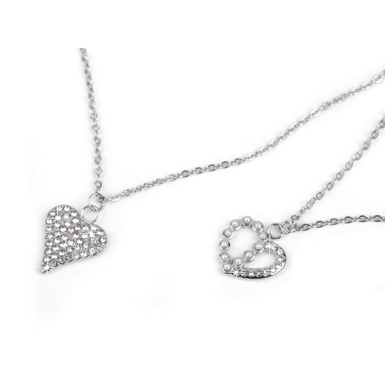 Naszyjnik ze stali nierdzewnej z szlifowanymi kamyczkami serduszko - Crystal (1 Sztuka) Naszyjnik ze stali nierdzewnej z szlifowanymi kamyczkami serduszko - Crystal (1 Sztuka)