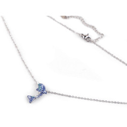 Halskette aus edelstahl delphin mit geschliffenen steinchen - Blau (1 Stück)