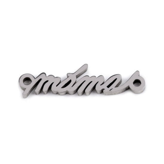 Stainless steel component "máma", "mama" for making bracelets and necklaces - Platinum (1 Piece) Stainless steel component "máma", "mama" for making bracelets and necklaces - Platinum (1 Piece)