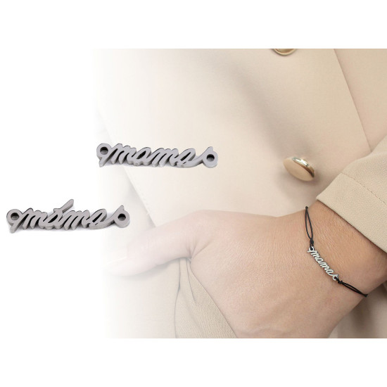 Stainless steel component "máma", "mama" for making bracelets and necklaces - Platinum (1 Piece) Stainless steel component "máma", "mama" for making bracelets and necklaces - Platinum (1 Piece)