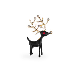 Weihnachtsbrosche mit geschliffenen steinchen rentier - Schwarz (1 Stück)