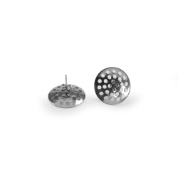 Earring studs with mesh ø16; 18; 20 mm made of stainless steel - Platinum (10 Pieces)