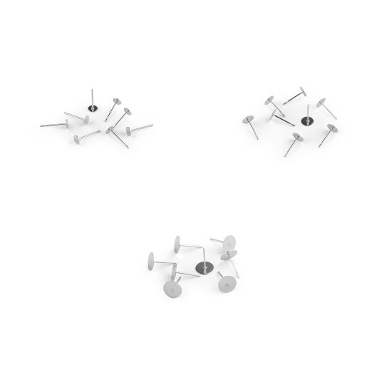 Stainless steel diy stud earrings posts ø4; 6; 8 mm - Platinum (8 Pieces) Stainless steel diy stud earrings posts ø4; 6; 8 mm - Platinum (8 Pieces)