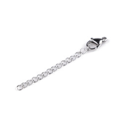 Carabiner with stainless steel extension chain 7x12 mm - Platinum (100 Pieces)