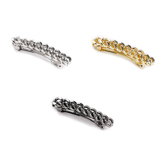 Barrette à cheveux, chaîne - Platine (3 Pièces) Barrette à cheveux, chaîne - Platine (3 Pièces)