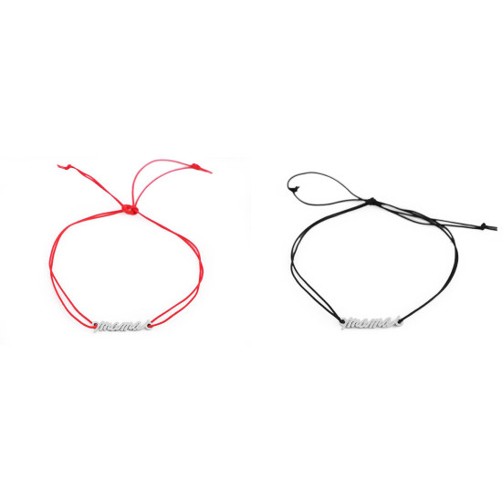 Bracelet with stainless steel pendant, máma - Red (2 Pieces) Bracelet with stainless steel pendant, máma - Red (2 Pieces)